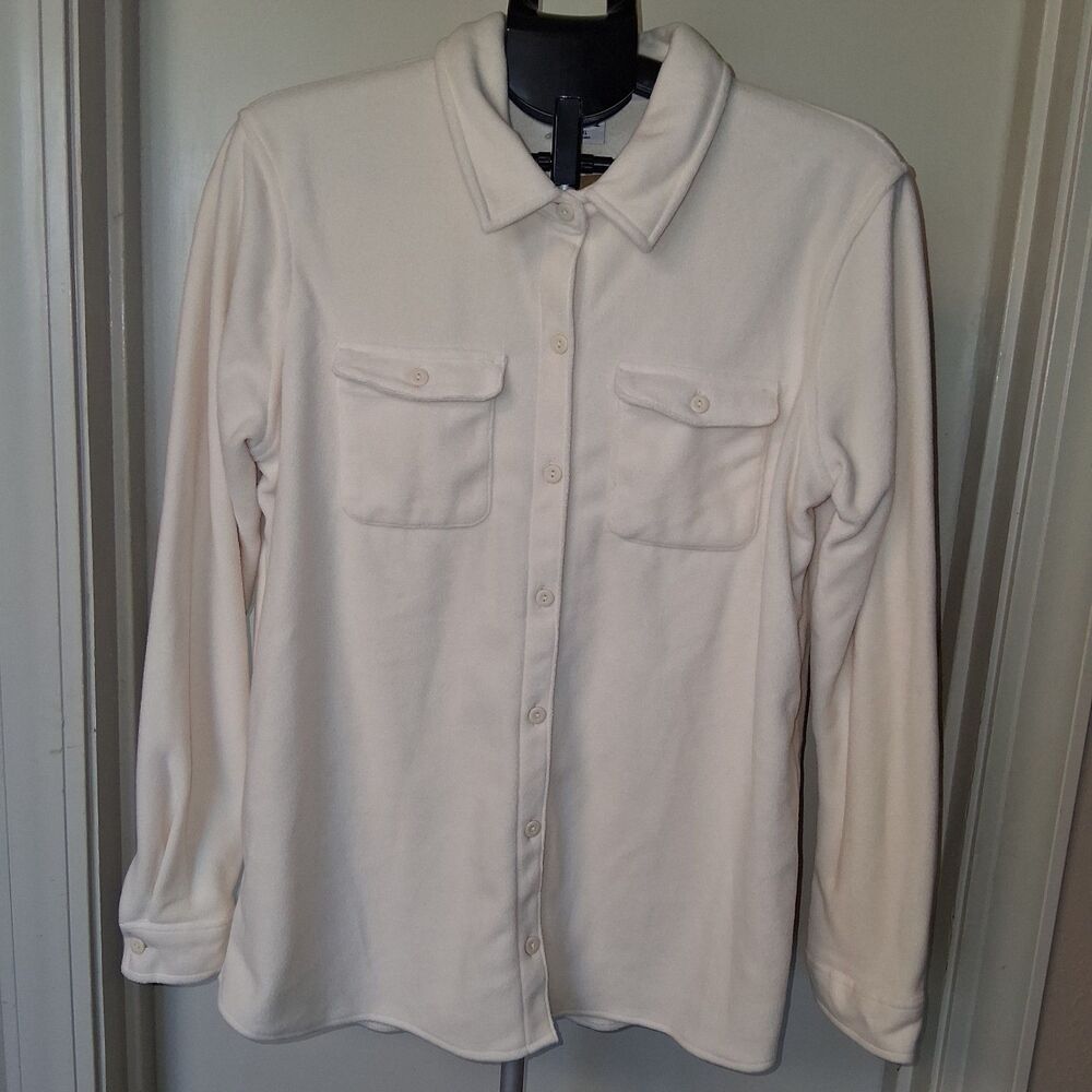 Eddie Bauer Fast Fleece Shirt Jacket Ivory XL Shacket Gorpcore Neutral Cozy